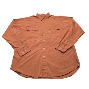 Columbia Mens Large Rust Orange Long Sleeve Roll Tab Button Down Shirt Omni